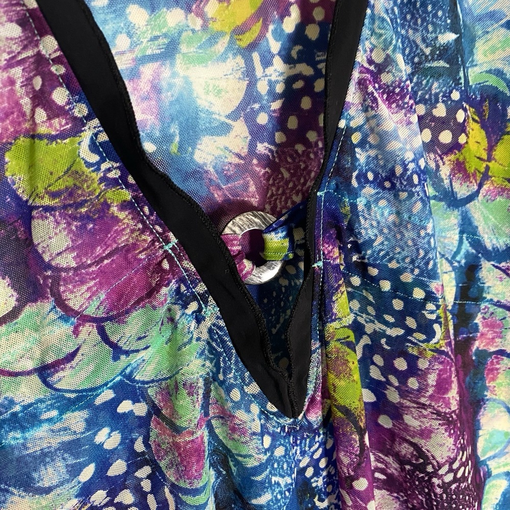 Profile By Gottex Top Swim Coverup Womens 22W Multicolor Coral Lace Flowy Beach - Picture 5 of 12